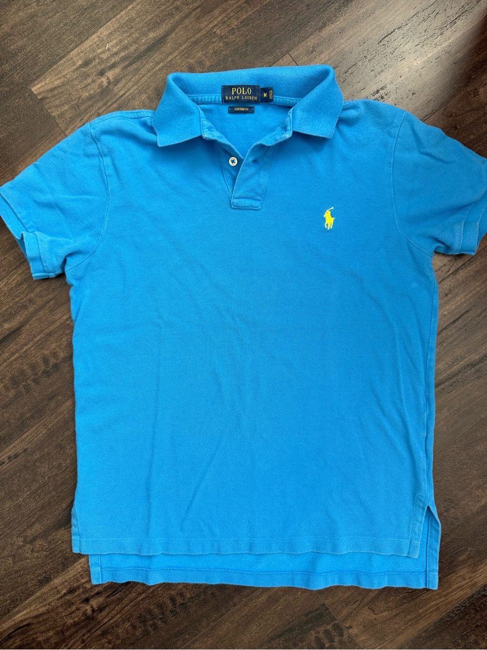 Polo Ralph Lauren Custom Fit Polo Shirt Men M Runs Small Blue Yellow Pony